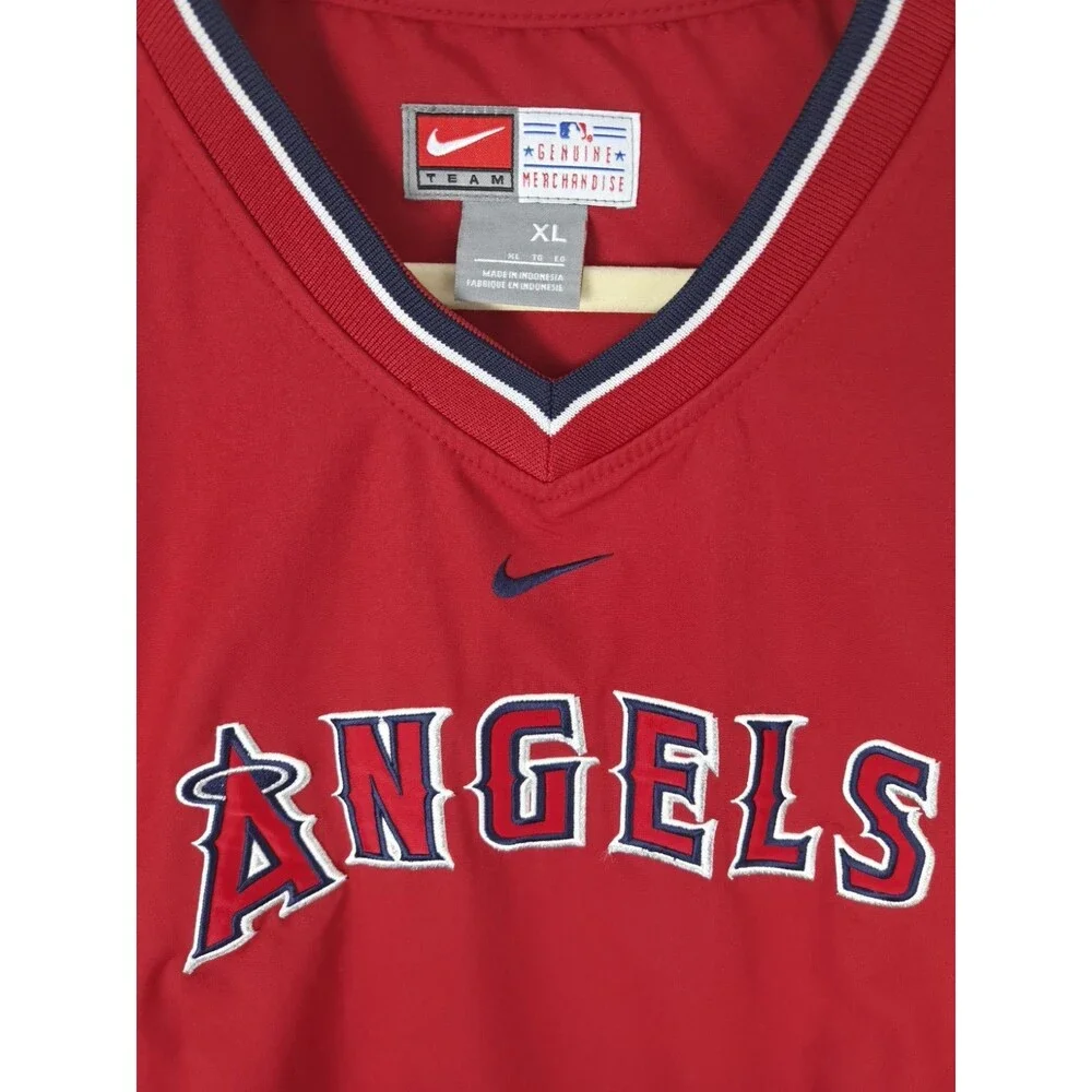Vintage Nike Jacket Anaheim Angels Mens XL Red Pullover Windbreaker Dugout MLB